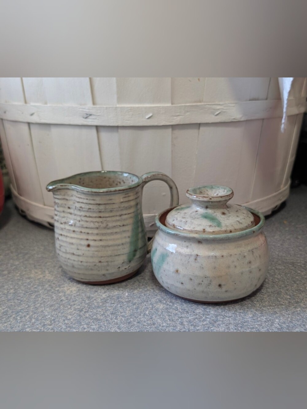 Vintage Nancy Postma Studio Pottery Creamer & Lidded Sugar Set - Signed